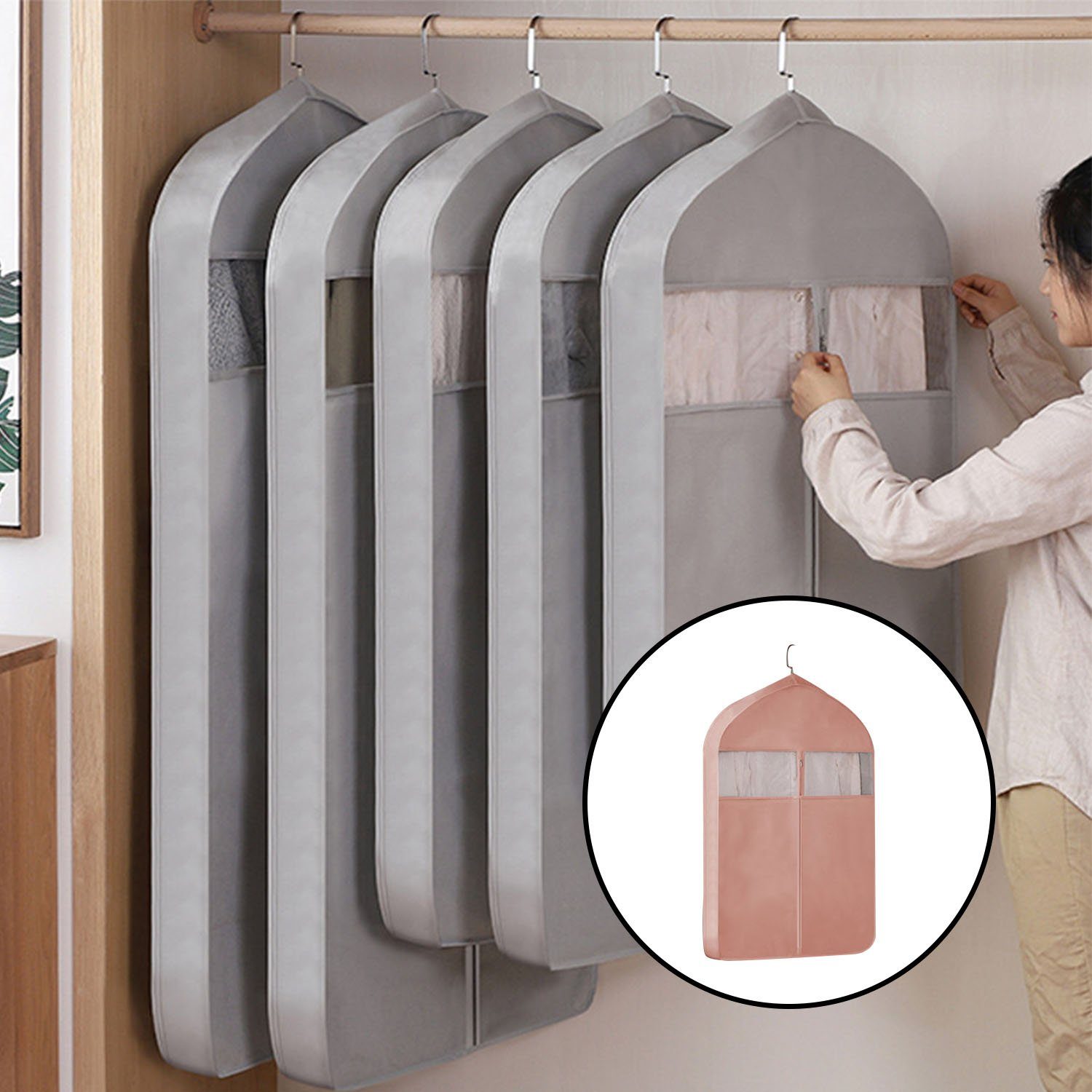 MAGICSHE Kleidersack 3D staubdichter Kleidersack mit transparentem Fenster (3 St)