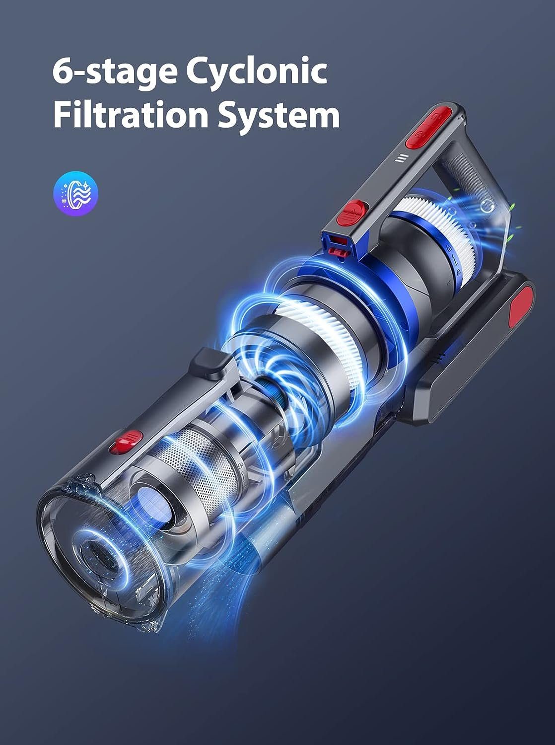 Laresar Akku-Hand-und Stielstaubsauger, 450,00 W, 33KPa Akkustaubsauger, Beutellos, 1,2L Staubspeicherkapazität, bis zu 55 Minuten Laufzeit, für Tierhaare
