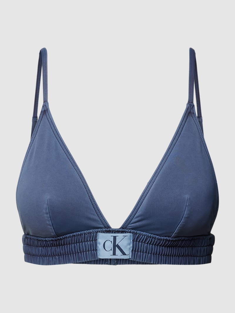 Bikini-Oberteil mit Label-Patch in hellblau