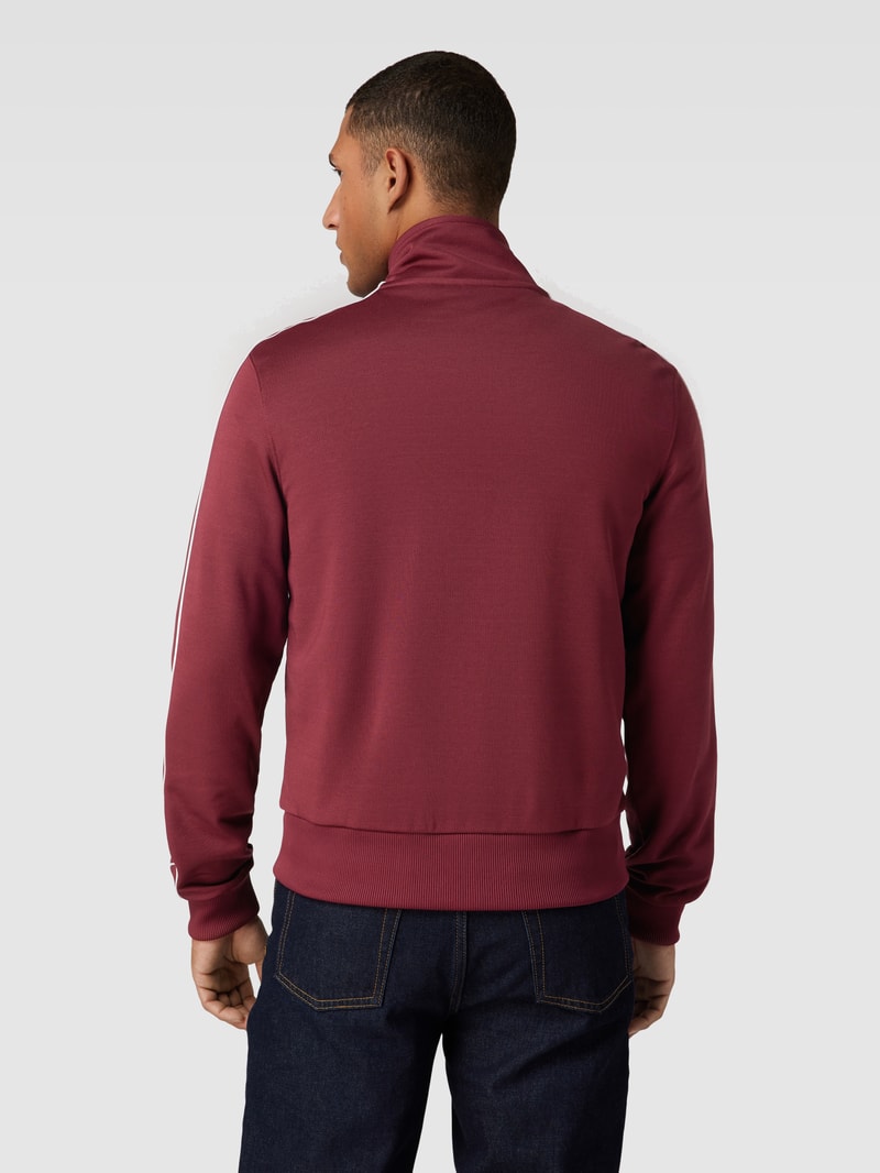 Sweatjacke mit Stehkragen in bordeaux rot