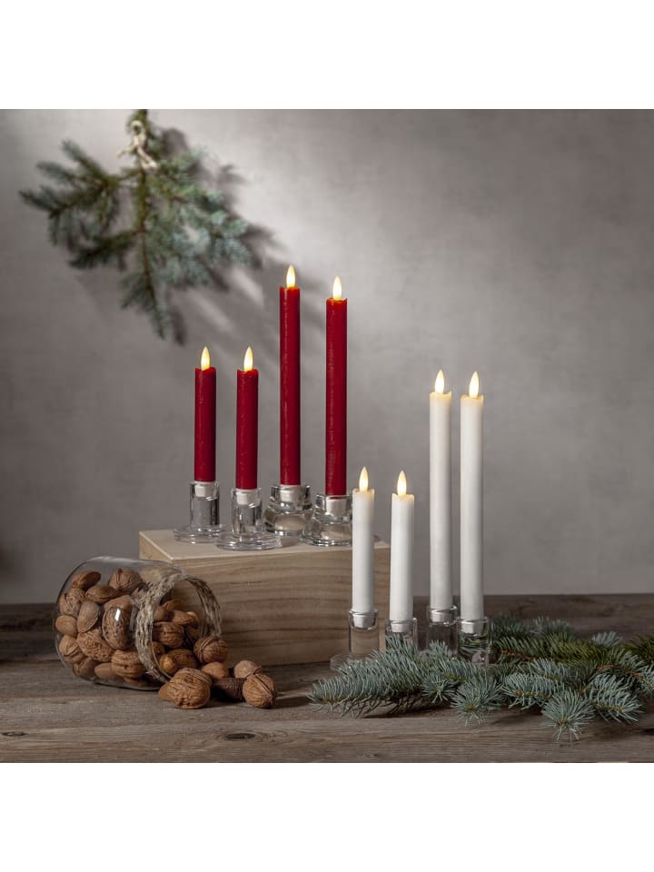 STAR Trading Kerzen-Set Flamme, 2 Stück, Wachs, Dunkelrot, Antik-Design, LED, Timer günstig kaufen onesize