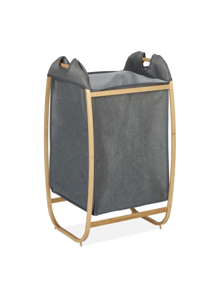 relaxdays Wäschekorb in Grau/ Natur - (B)44 x (H)80 x (T)43 cm günstig kaufen onesize
