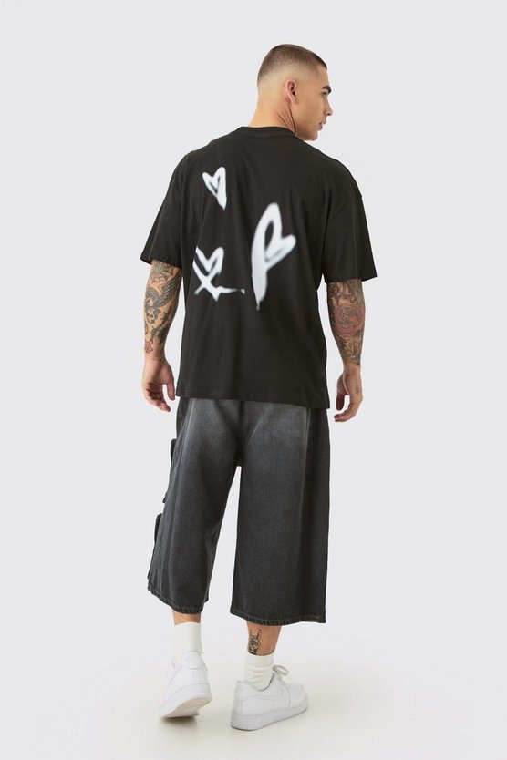 Oversize T-Shirt mit Herz-Print