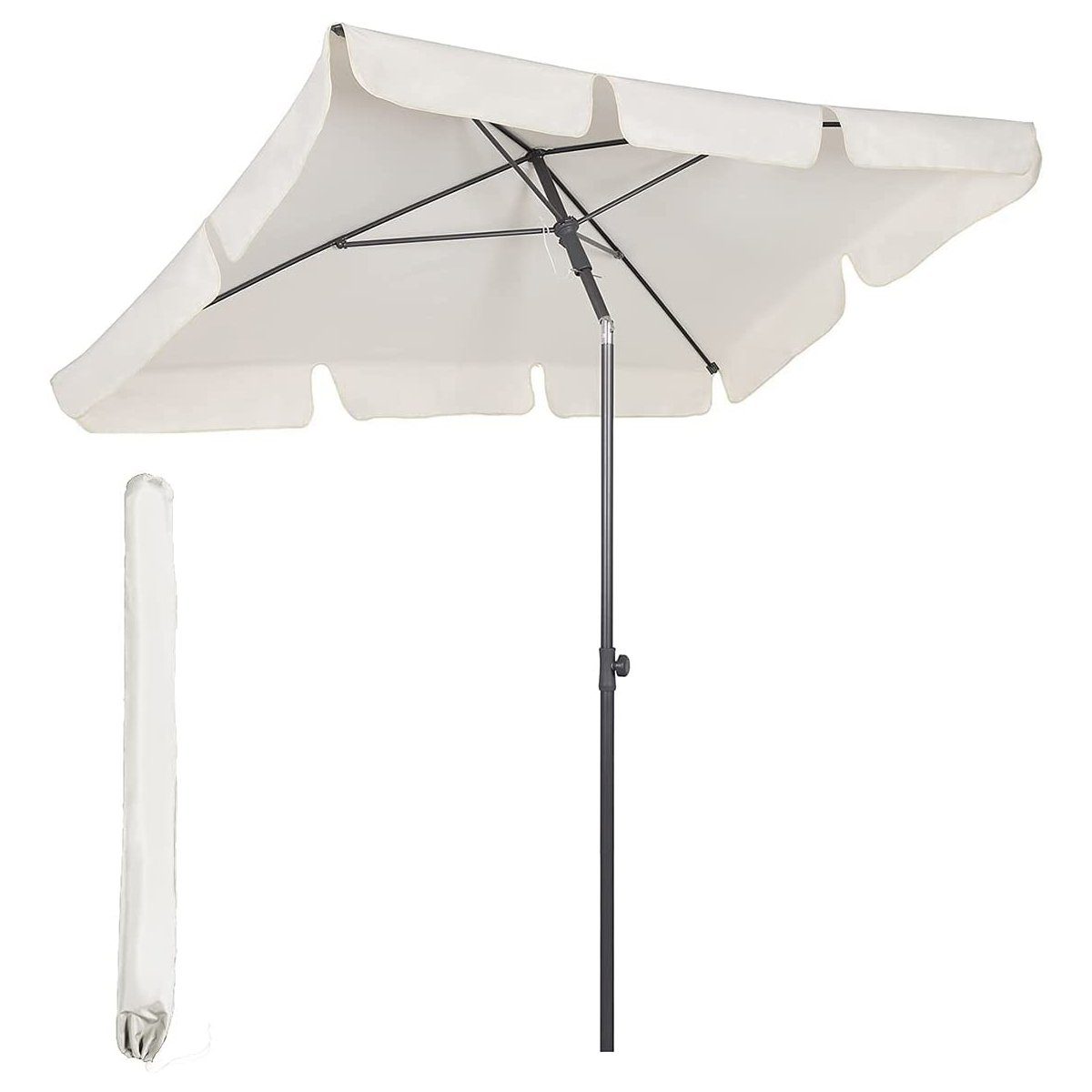 Sekey Rechteckschirm 200 x 125cm Sonnenschirm Rechteckig Balkonschirm mit Tragetasche, LxB: 200,00x125,00 cm, Marktschirm für Balkon, Terrasse, Garten, Sonnenschutz UPF 50+