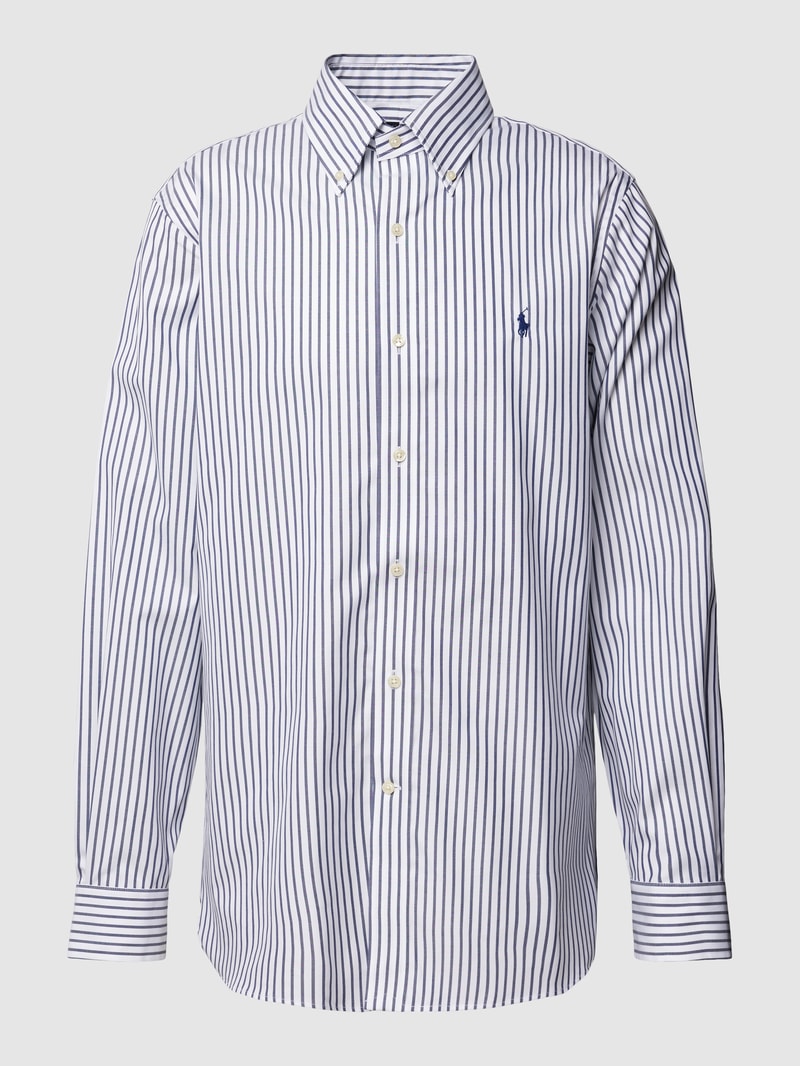 Regular Fit Business-Hemd mit Streifenmuster in royalblau