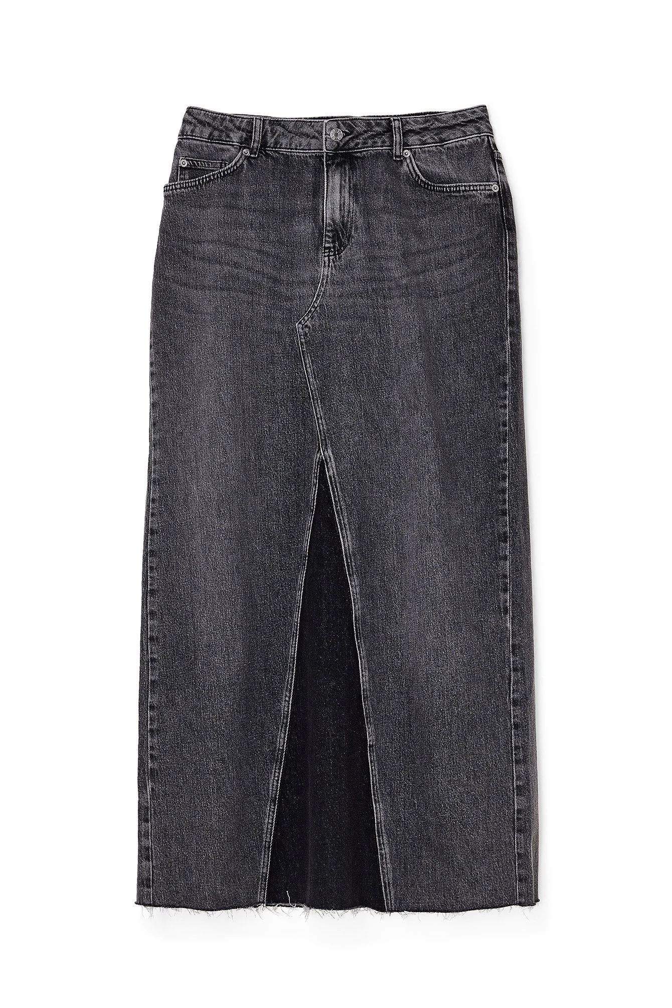 Panellierter Maxi-Jeansrock
