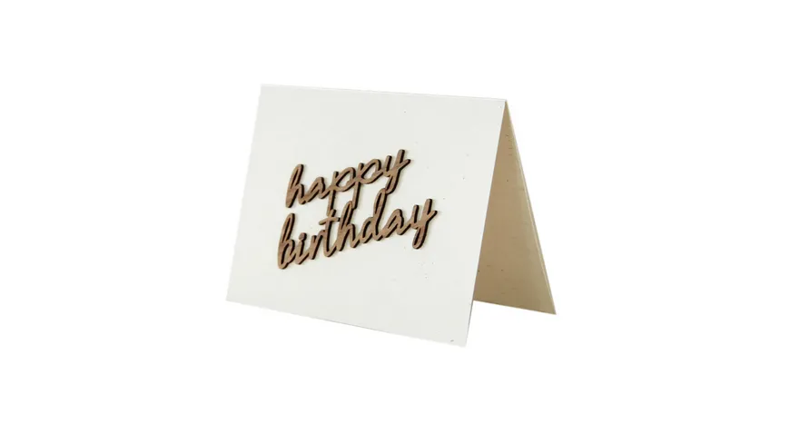 Original Holzgrußkarte - Holzschriftzug, happy birthday