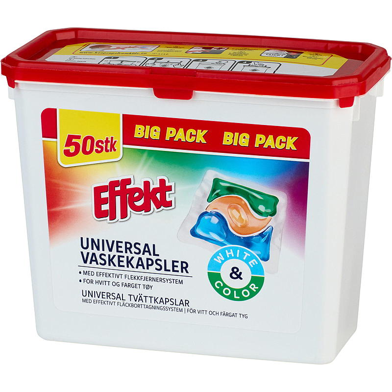 Effekt Vaskekapsler 50 stk, Universal, Effekt