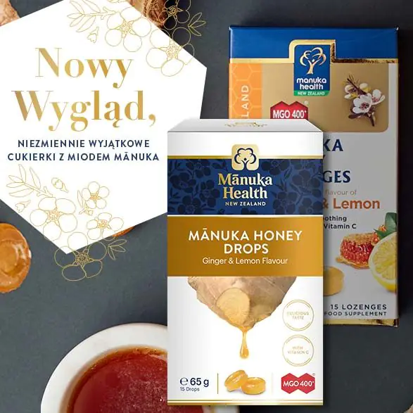 Καραμέλες με μέλι Manuka MGO 400+ και βιταμίνη C, γεύση τζίντζερ-λεμόνι