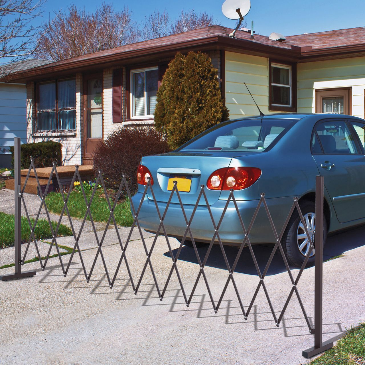 Outsunny Scherengitter Absperrgitter ausziehbar 35-300cm Garten Alu Braun