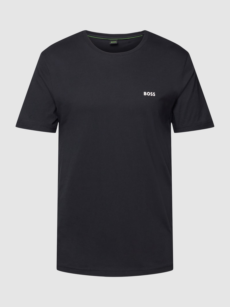 T-Shirt mit Label-Print Modell 'Tee 7' in marineblau