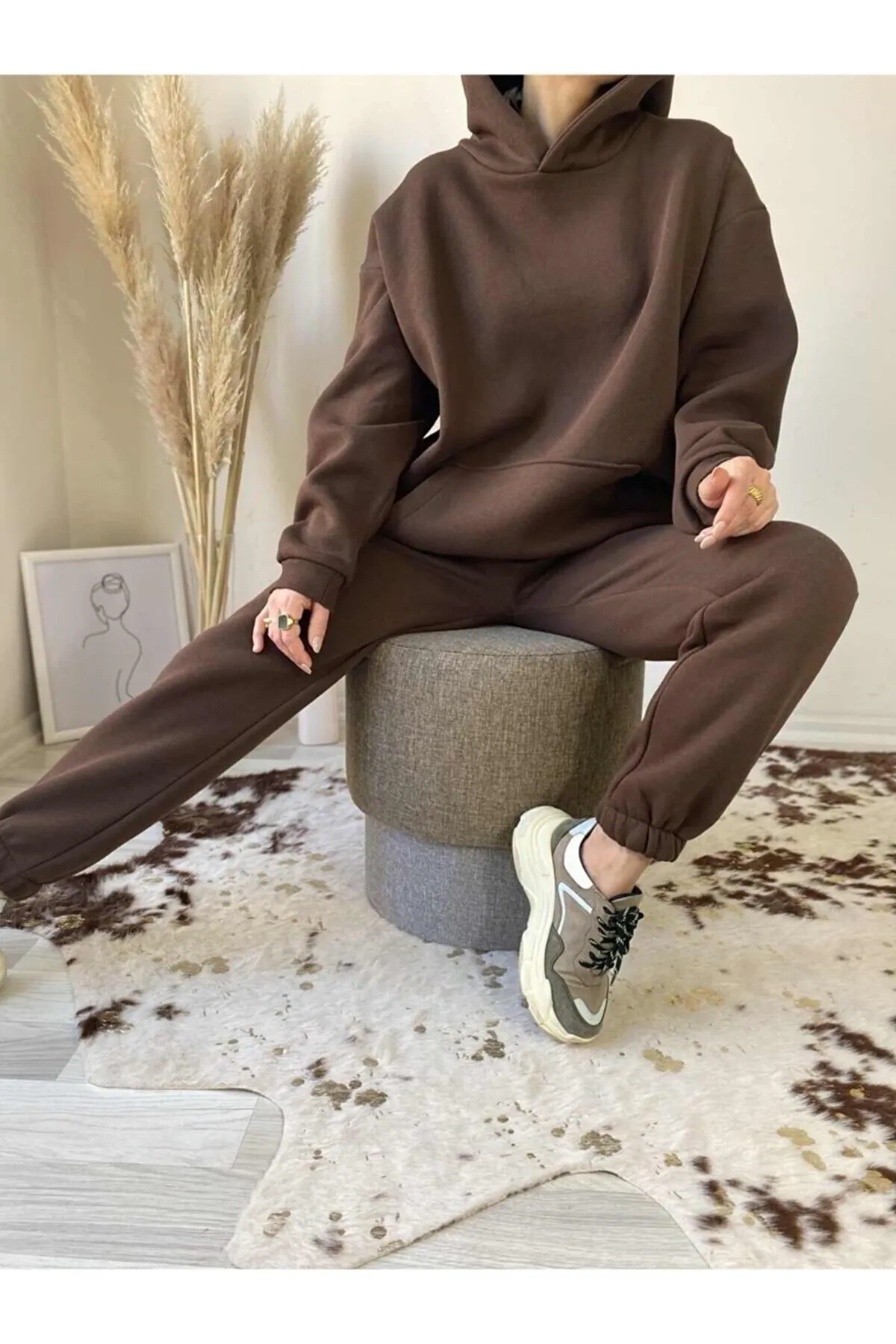 AFROGİYİM  Trainingsanzug - Braun - Relaxed Fit