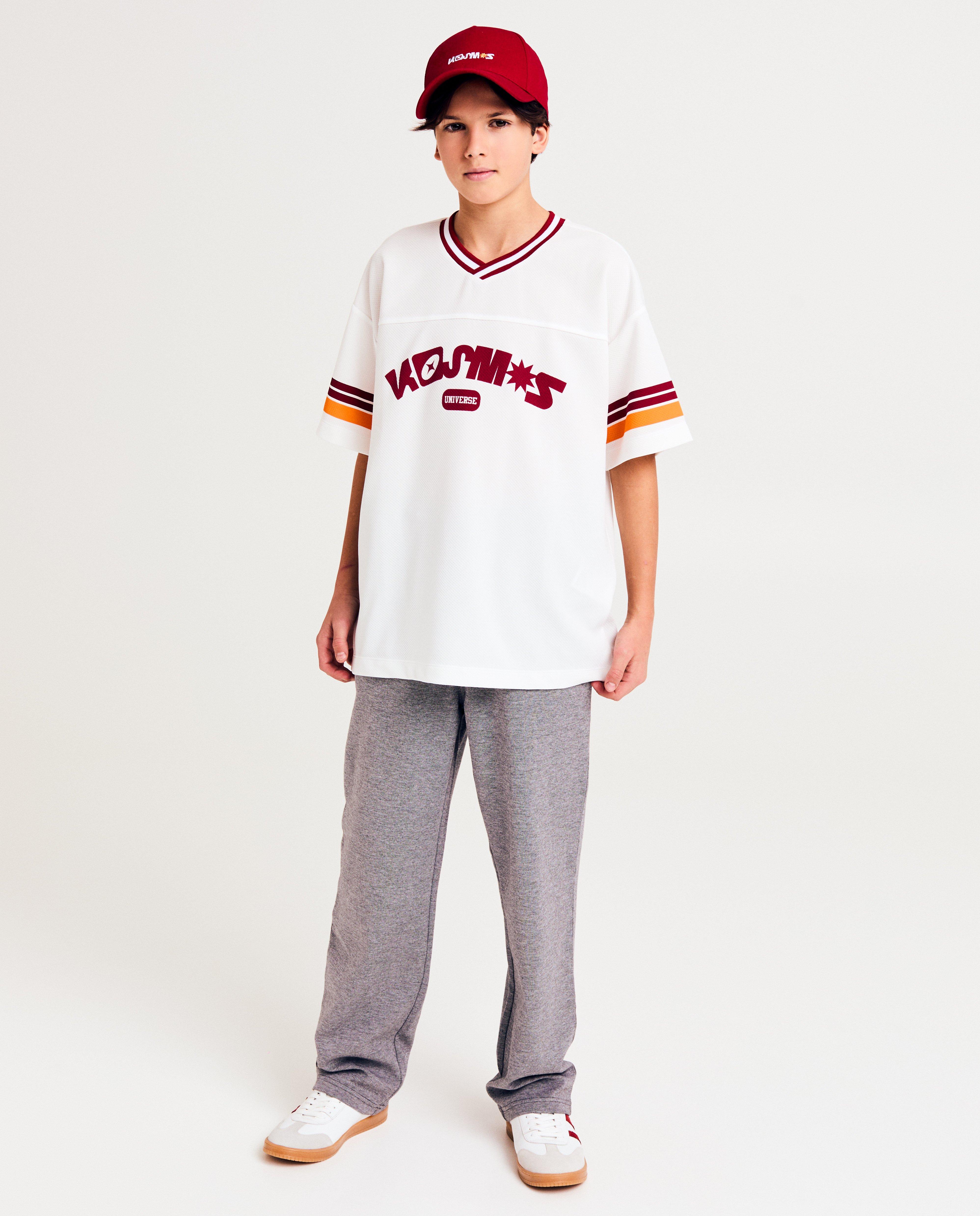 Tricou Milo Mesh cu dungi, croială lejeră, 6-14 ani, alb