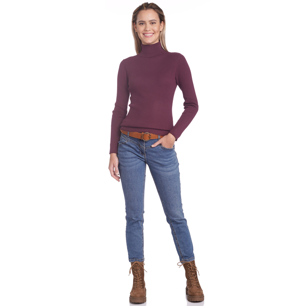 Damen Rollkragenpullover gerippt