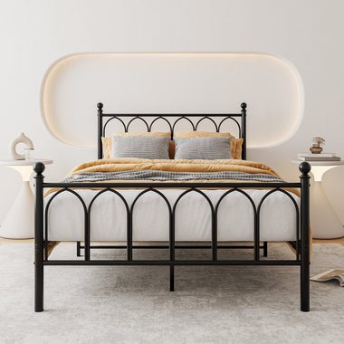 OKWISH Metallbett Einzelbett Jugendzimmer mit Lattenrost ohne Martatze, 120x200cm