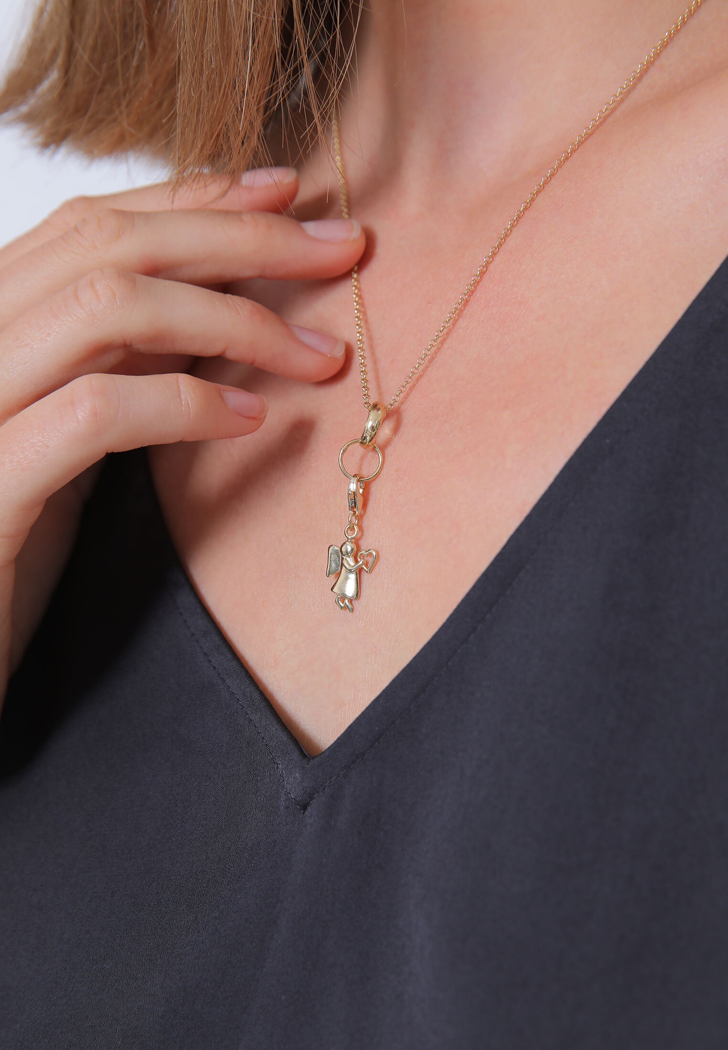 Ženski privjesak Elli, anđeo čuvar, srce, nebo, od 925 sterling srebra