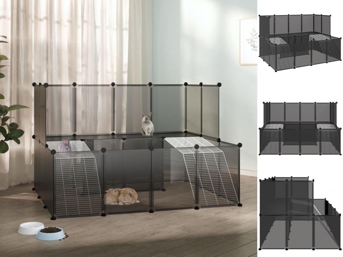 vidaXL Kleintierkäfig Kleintierkäfig Schwarz 143x107x93 cm PP und Stahl Hasen Kaninchen Hams