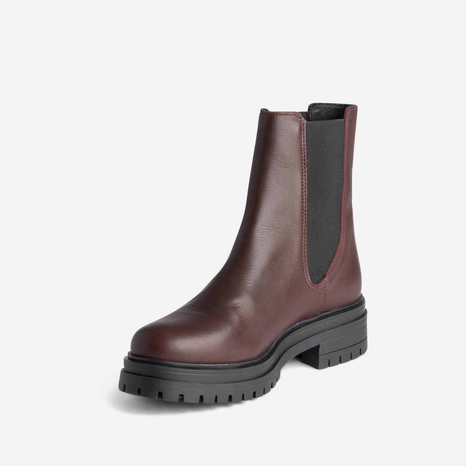 Chelsea boots TEXTO bordeaux en cuir à semelle crantée