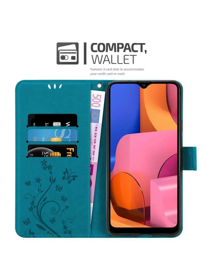 cadorabo Hülle für Samsung Galaxy A20s Blumen Design in FLORAL BLAU günstig kaufen onesize