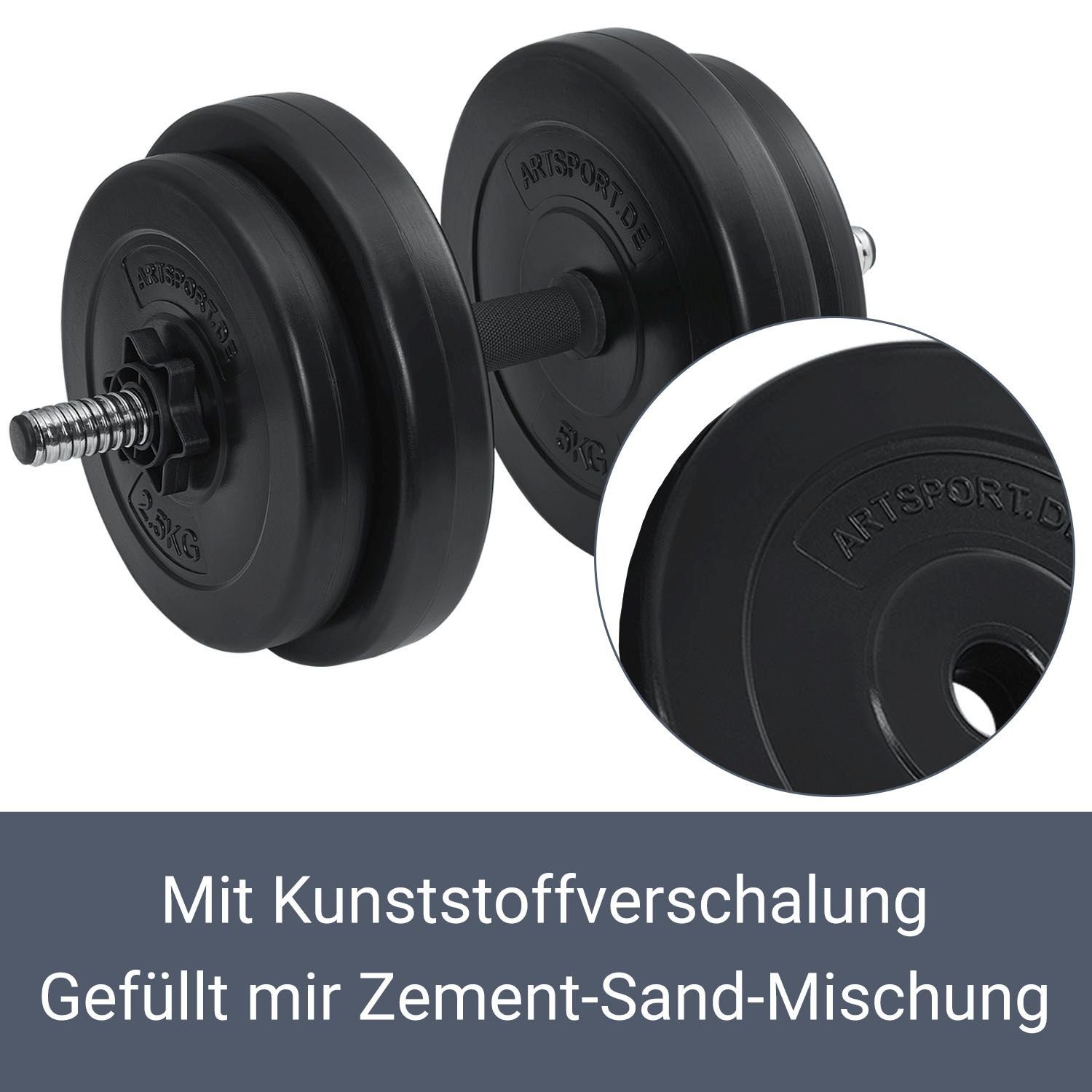 ArtSport Hantel-Set 3in1, Komplettset, 60 kg Gewichte, rutschfeste Griffe, Sternverschlüsse