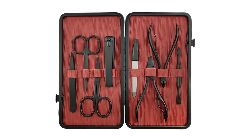 Rahmenmaniküre Etui, 8-teilig, Schwarz & Rot Schwarz/Rot