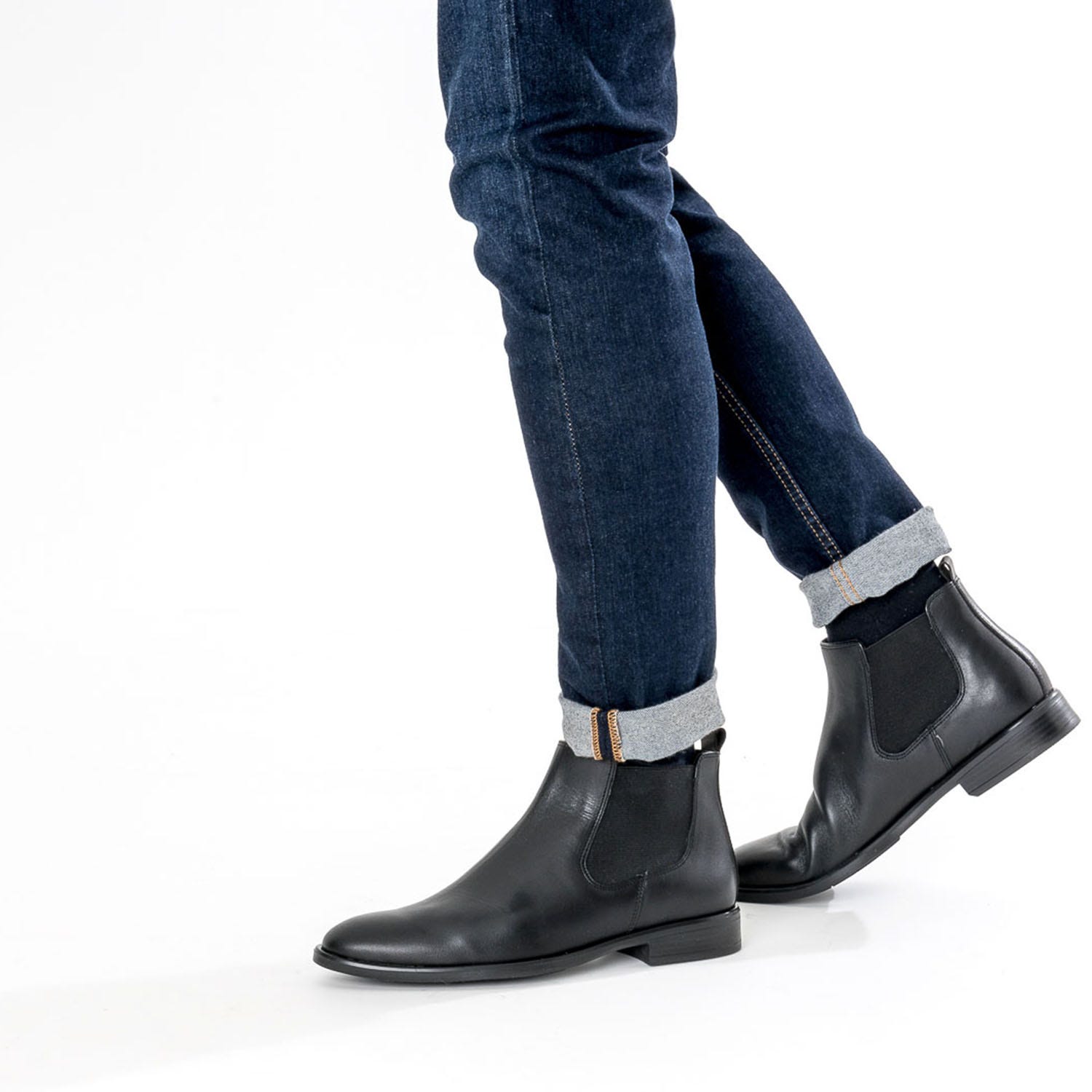 Chelsea boots ERAM FLEX noir en cuir éco-conçu