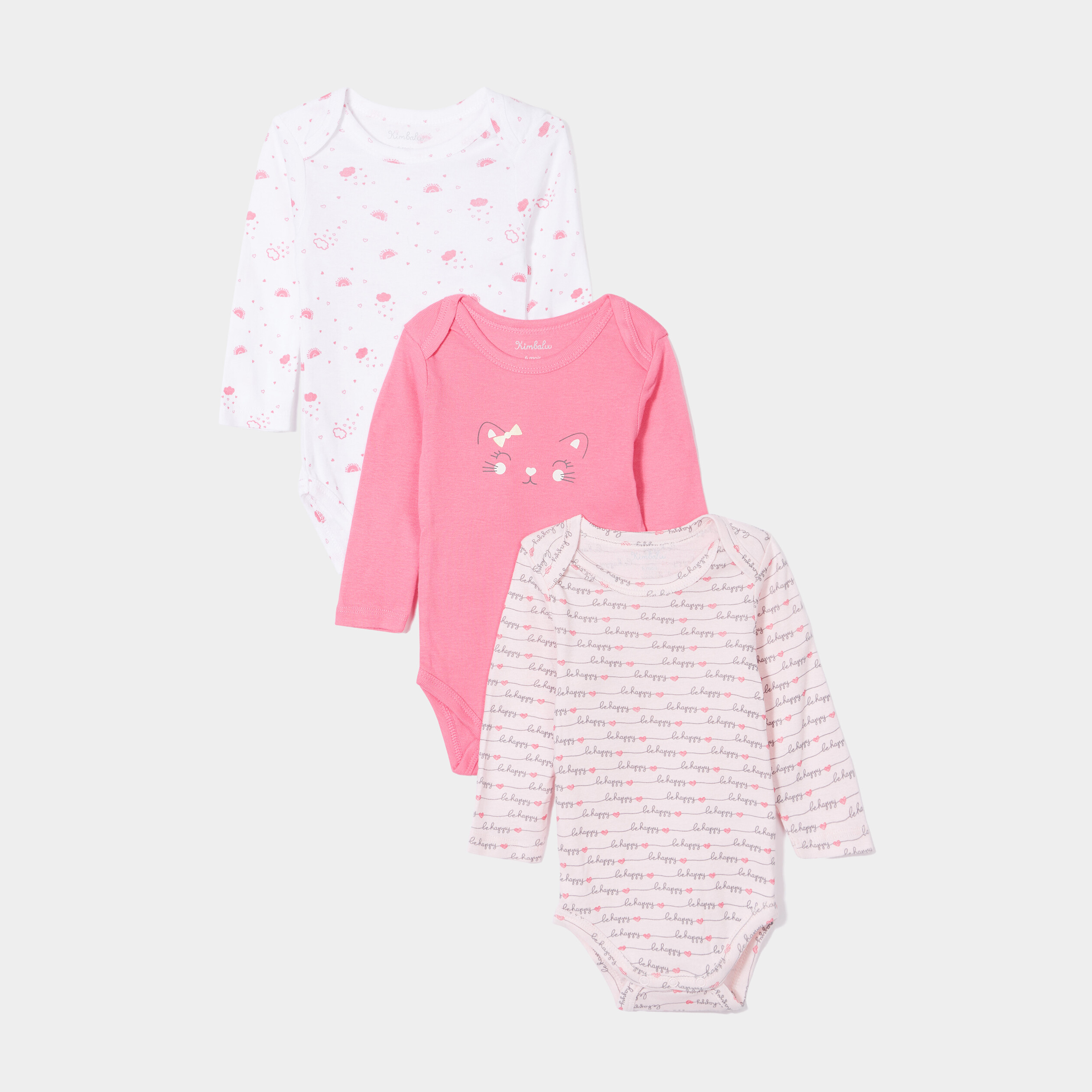 Lot 3 bodies US coton rose fushia bébé fille | La Halle