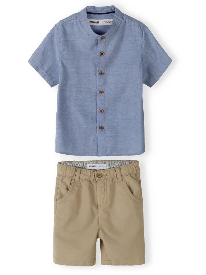Minoti 2tlg. Outfit: Hemd & Hose santorini 1 in hellblau günstig kaufen 68/74