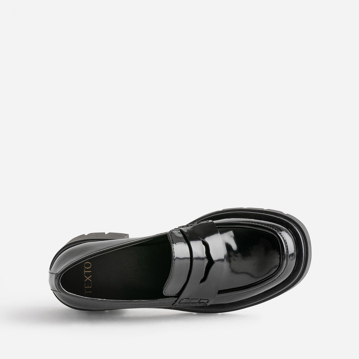 Mocassin TEXTO noir à talon cranté