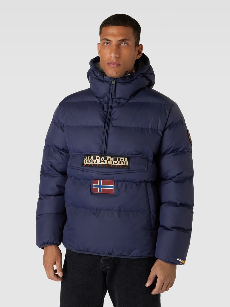 Steppjacke mit Kapuze in marineblau
