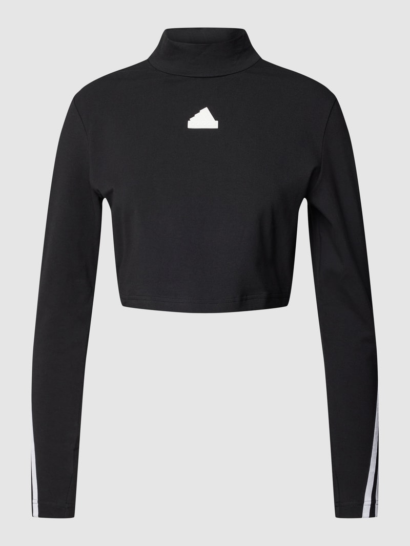 Cropped Longsleeve mit Galonstreifen in schwarz