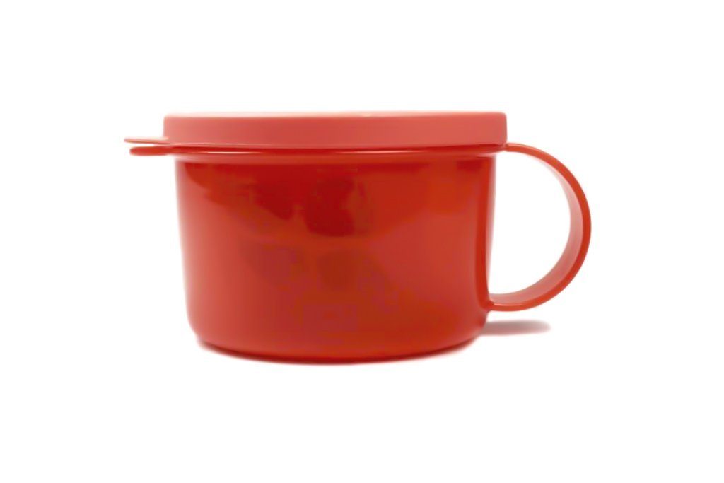 TUPPERWARE Mikrowellenbehälter CrystalWave Suppentasse 460 ml hellrot + SPÜLTUCH