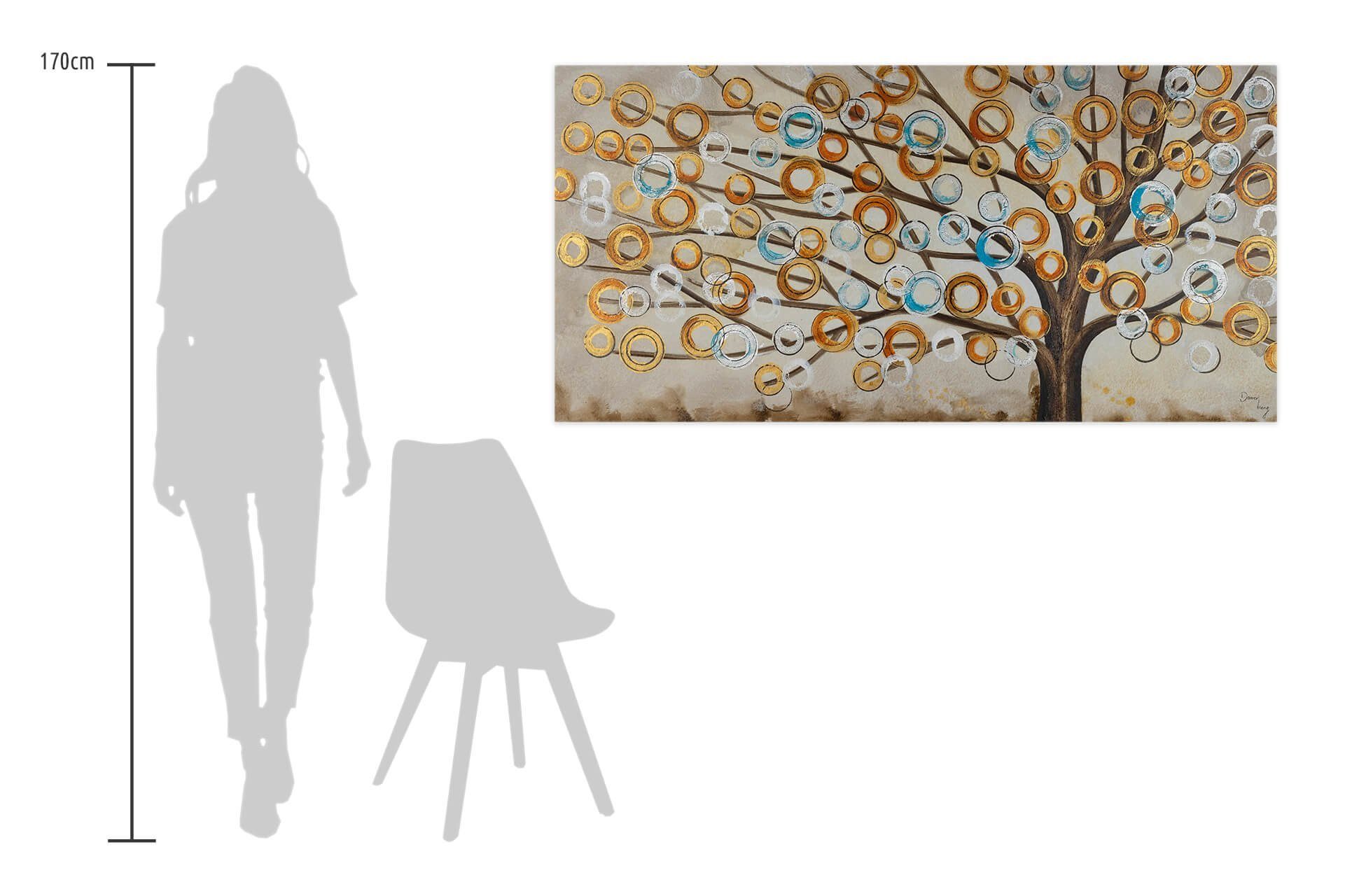 KUNSTLOFT Gemälde Herbstblues 140x70 cm, Leinwandbild 100% HANDGEMALT Wandbild Wohnzimmer