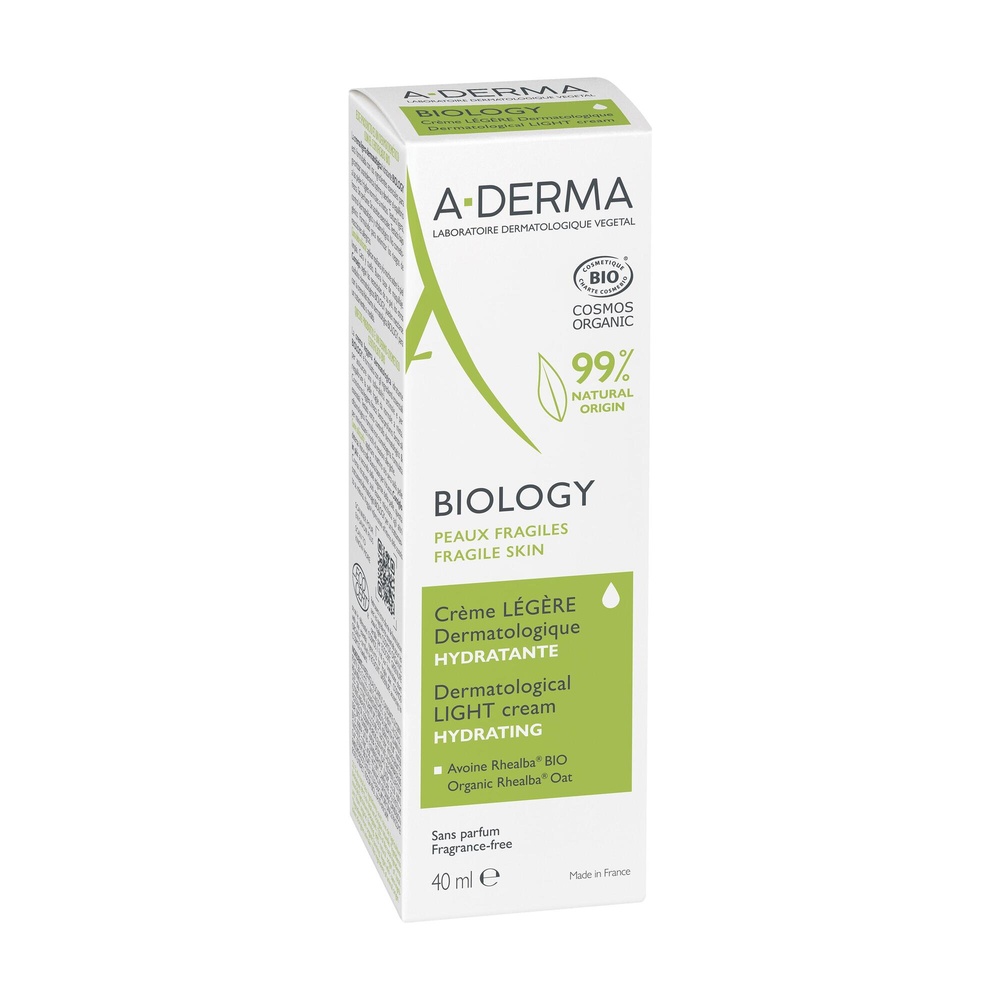 A-Derma Biology - Crème légère dermatologique hy dratante BIO Soin visage