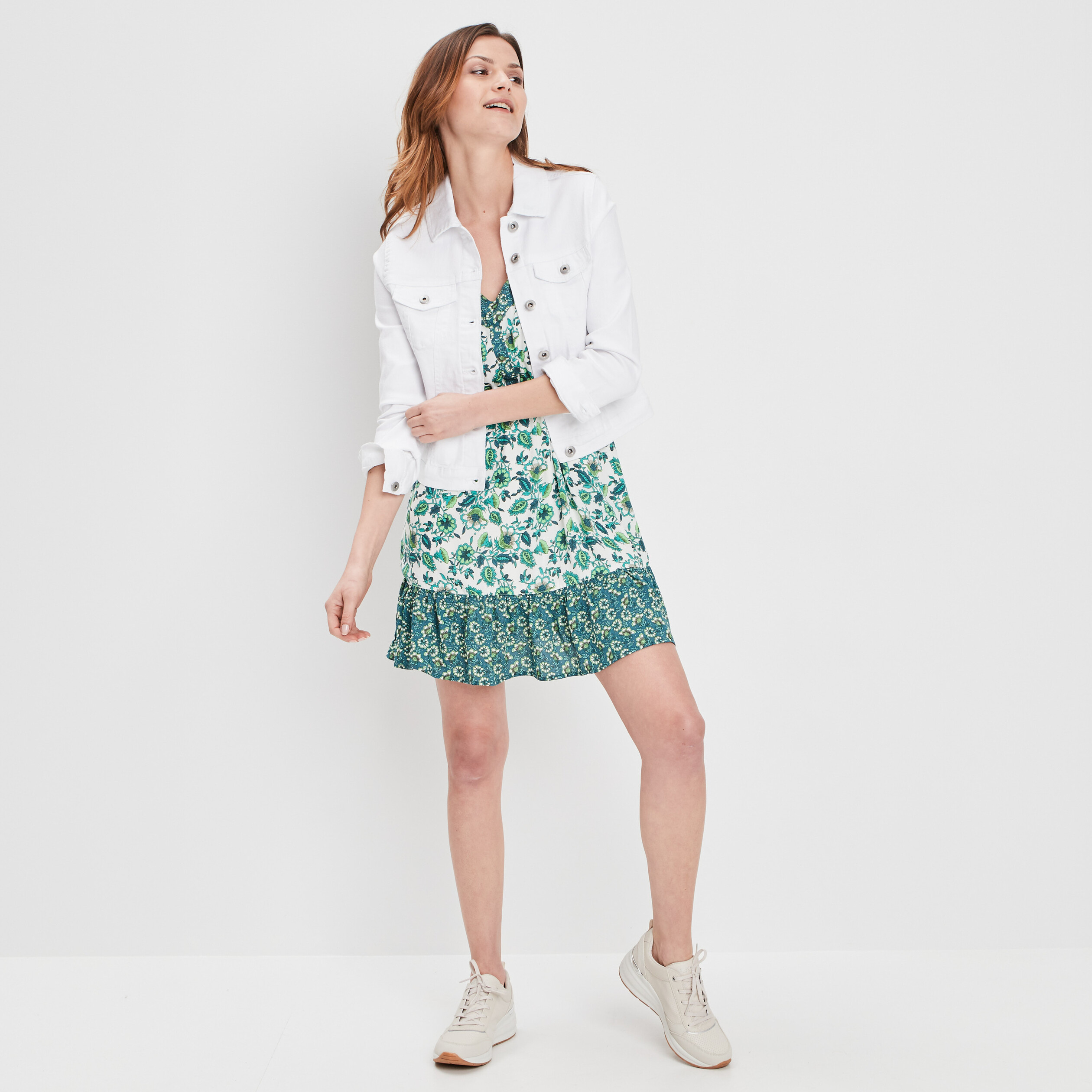Veste droite en jean denim blanc femme | La Halle