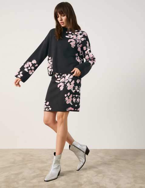 Pullover mit platziertem Floral-Jacquard