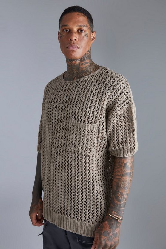 Oversize T-Shirt mit Tasche und Naht-Detail