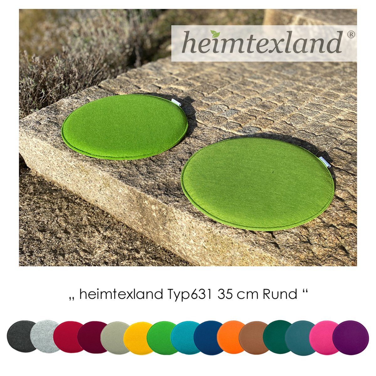 heimtexland Sitzkissen Filz Sitzauflage Stuhlkissen Bankkissen abwaschbar, 2er Set Sitzpolster Eckig I Indoor Outdoor I bequem & robust