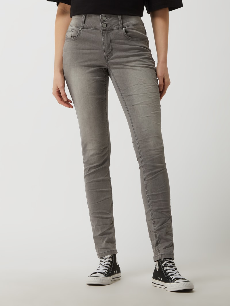 Slim Fit Jeans mit Viskose-Anteil Modell 'Tummyless' in hellgrau