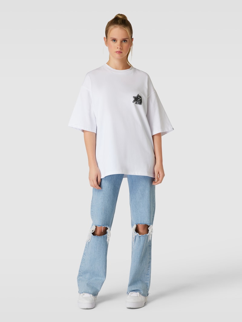 Oversized T-Shirt mit Label-Print in weiß