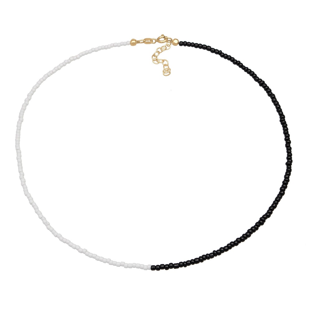 Elli Elli Collier Femmes choker perles de verre Ying Yang en argent sterling 925 plaqu collier