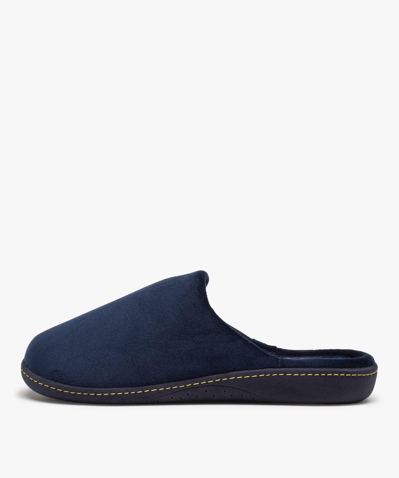 Chaussons femme mules en velours uni - Isotoner marine | GEMO