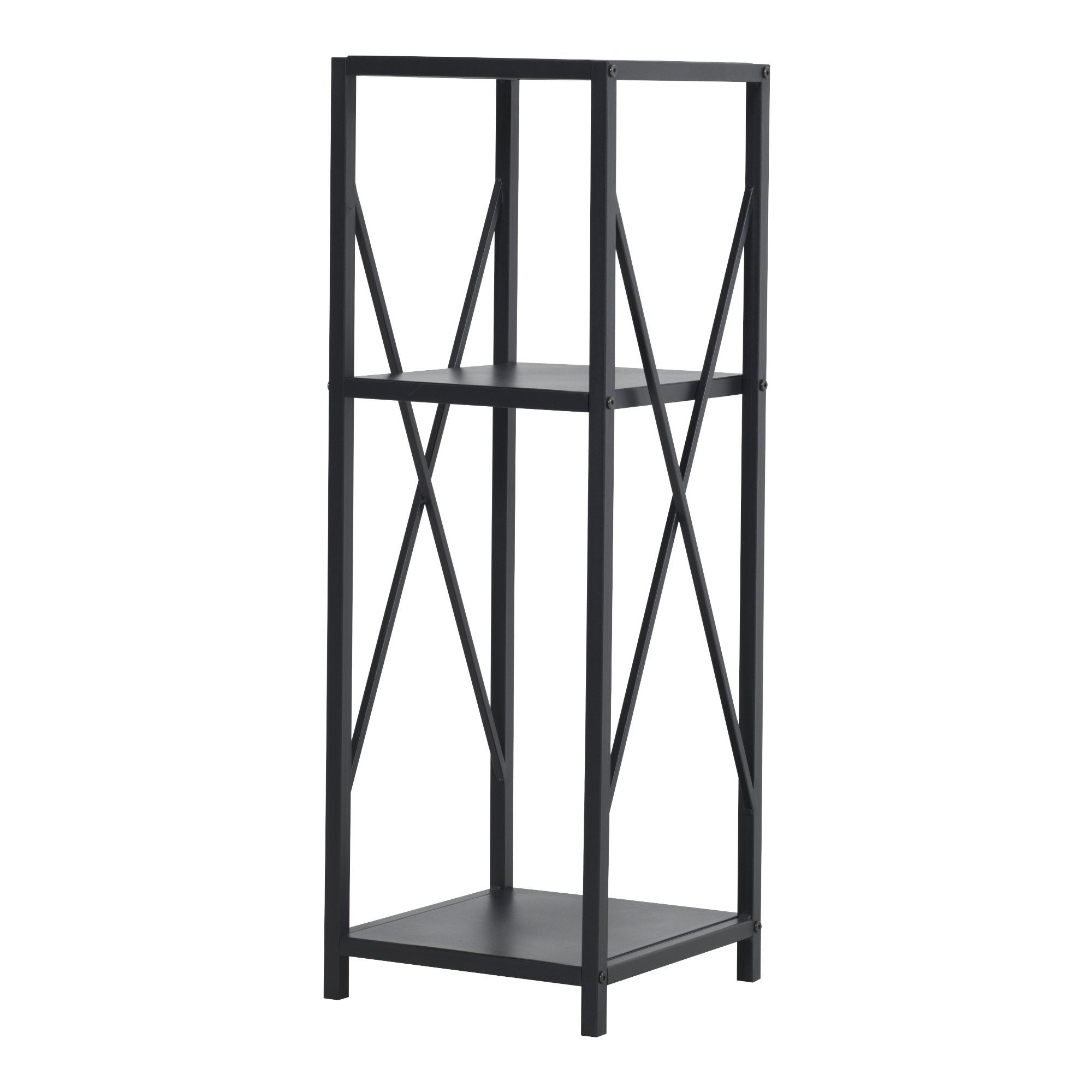 en.casa Kaminholzregal, BxTxH:34x34x105.5 cm, Tinglev Brennholzregal mit 2 Ablagen Schwarz