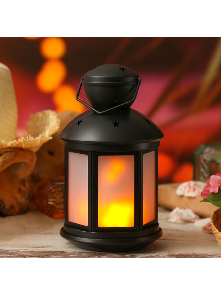 MARELIDA LED Laterne mit Flammeneffekt Batteriebetrieb H: 22cm in schwarz günstig kaufen onesize