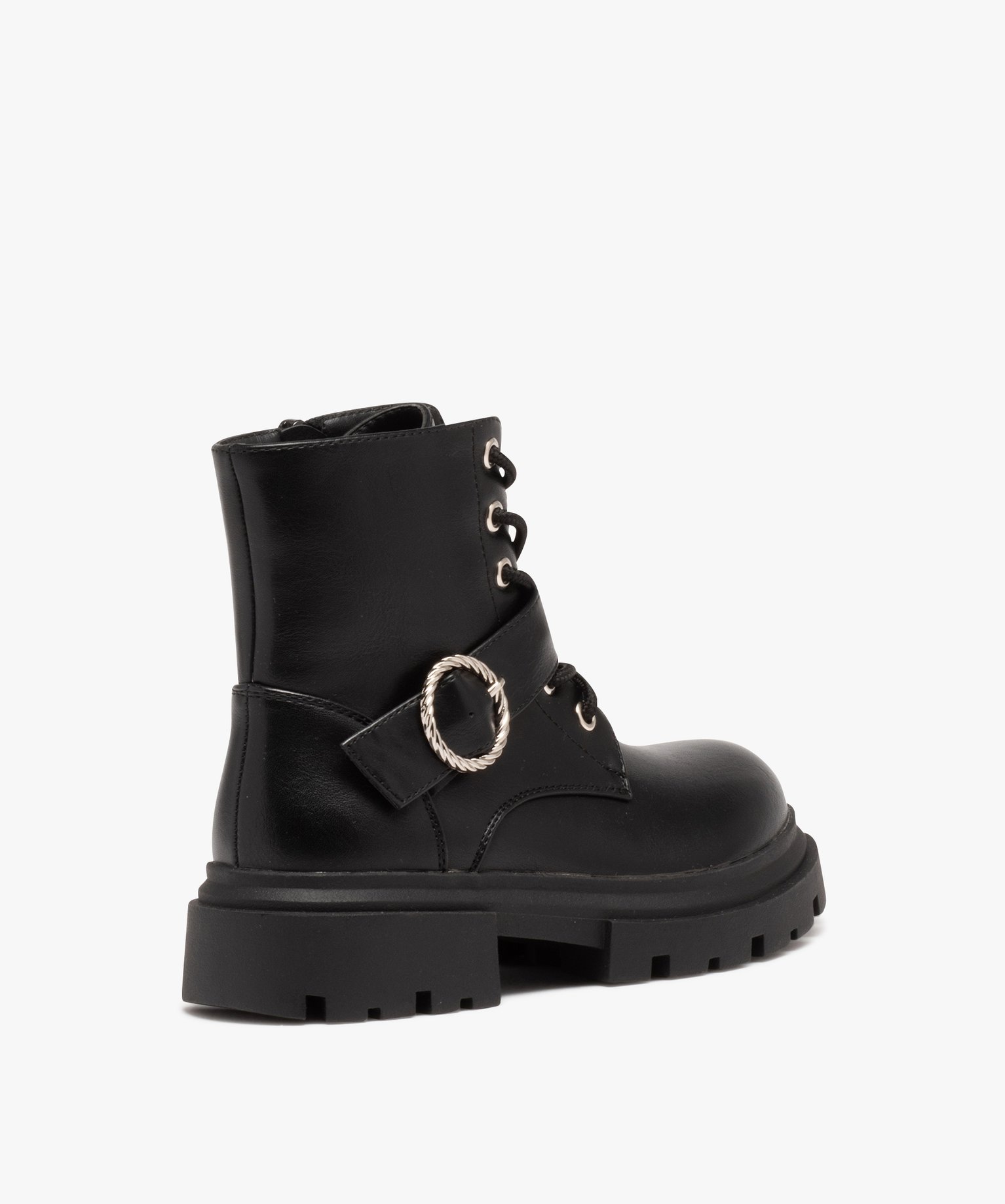 Boots esprit biker avec semelle crantée fille noir | GEMO
