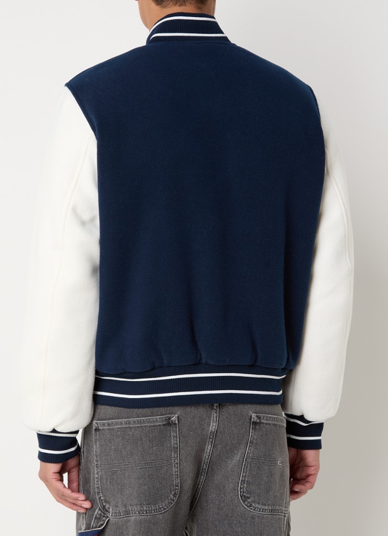 Prešívaná bomber bunda Tommy Hilfiger zo zmesi vlny s výšivkou loga