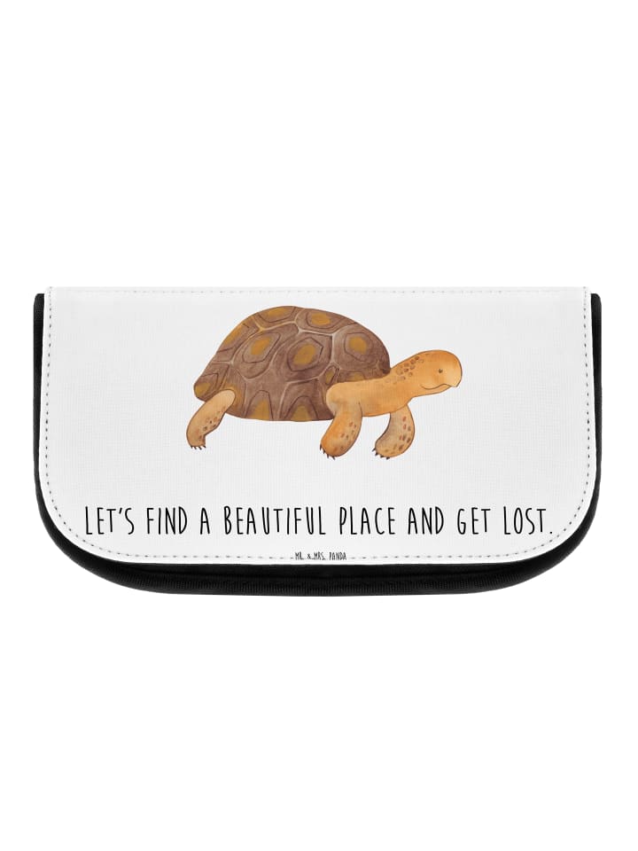 Mr. & Mrs. Panda Kosmetiktasche Schildkröte Marschieren mit Spruch in Weiß günstig kaufen onesize