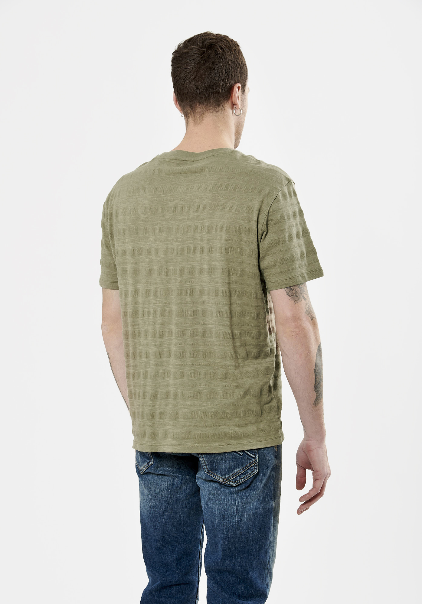 SONNY  T-shirt à rayures kaki Homme en 100% coton