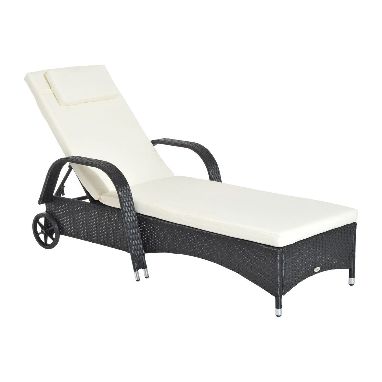 Outsunny Mobile Gartenliege Sonnenliege Rattanliege Gartenmöbel Schwarz