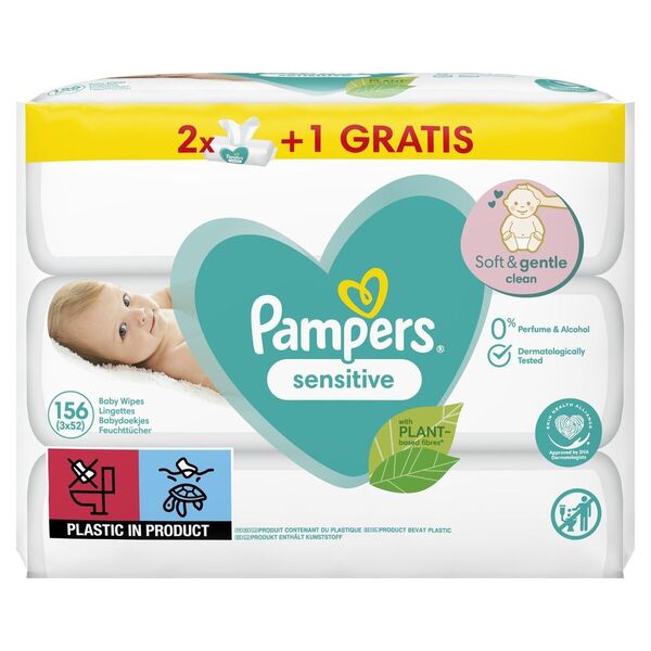 Pampers Sensitive Baby Wipes 3 x 52 pieces
